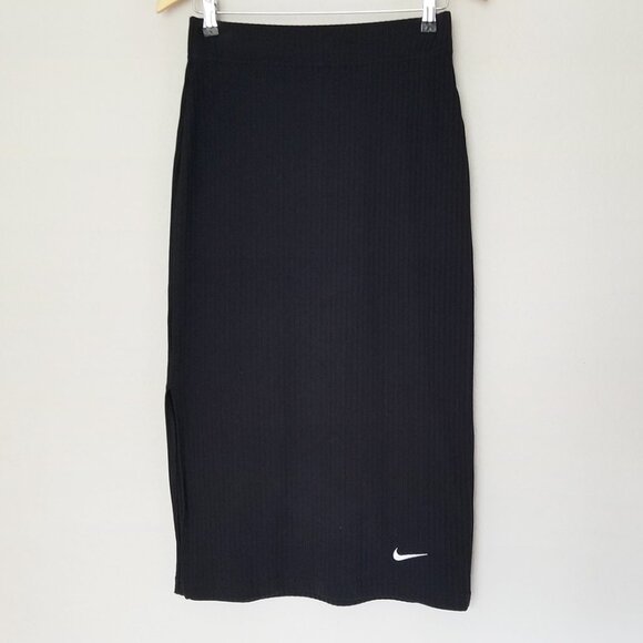 Nike Sportswear Women's S High-Waisted Slim Fit Ribbed Jersey Midi Skirt Black - Picture 5 of 15